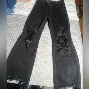Distressed Black Ankle Jeans
